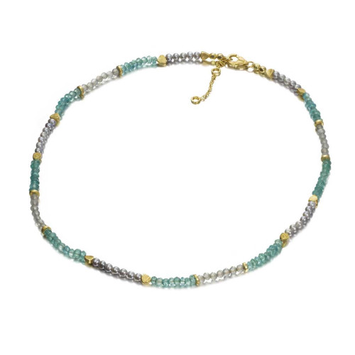Collar con baño de oro 18 k sobre plata y gemas naturales