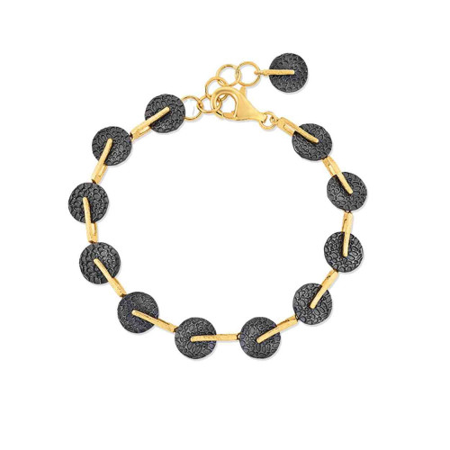Bicolor bracelet in 18k gold vermeil sterling silver and black ruthenium plating