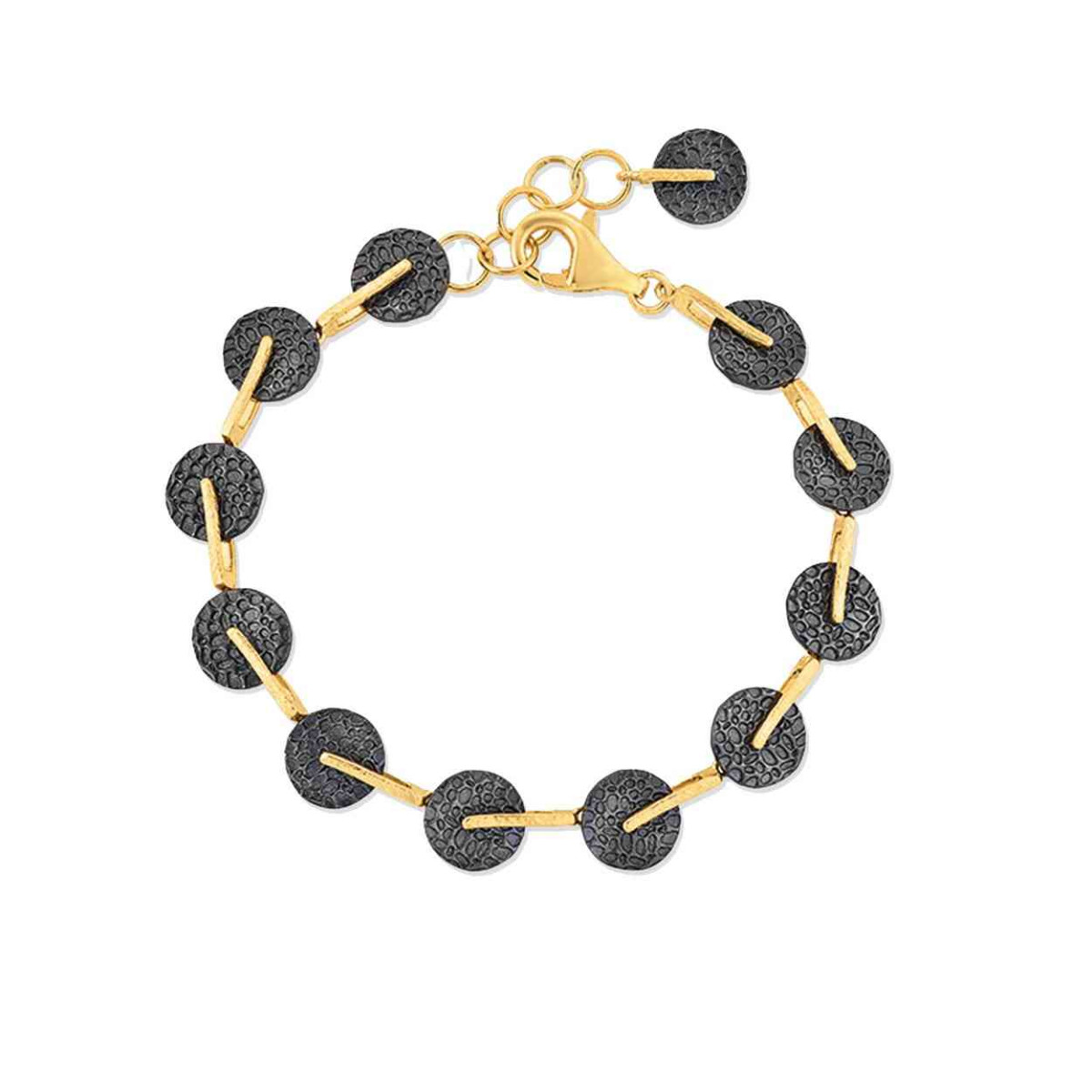 Bicolor bracelet in 18k gold vermeil sterling silver and black ruthenium plating