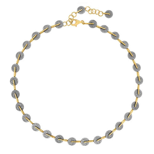 Collar en plata de ley 925 de piezas redondas con baño de oro 18k