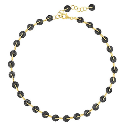 Short bicolor necklace in 18k gold vermeil sterling silver and black ruthenium plating