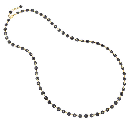 Collar largo bicolor de plata con baño de oro 18k y rutenio negro