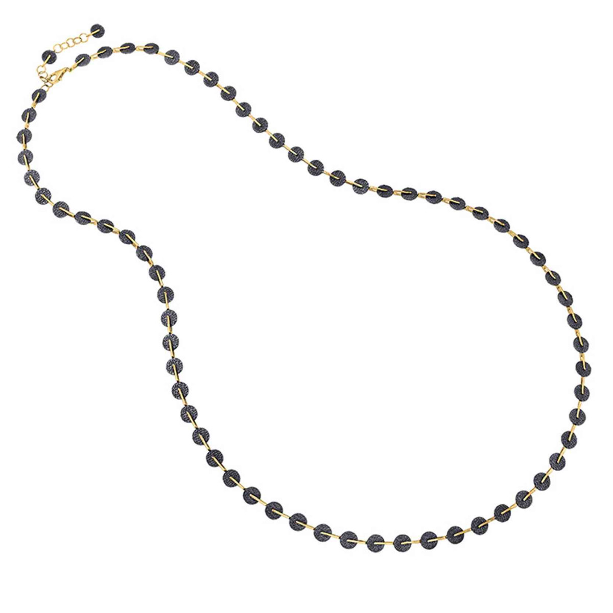 Long bicolor necklace in 18k gold vermeil sterling silver and black ruthenium plating