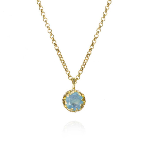 Colgante Aguamarina de plata con baño de oro 18K