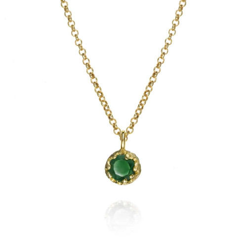 Colgante Esmeralda de plata con baño de oro 18K