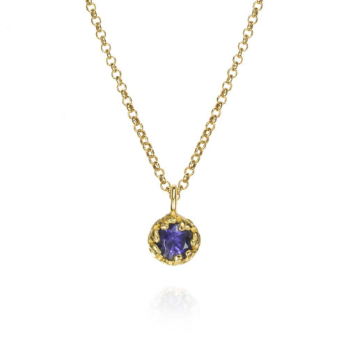 Colgante Zafiro de plata con baño de oro 18K