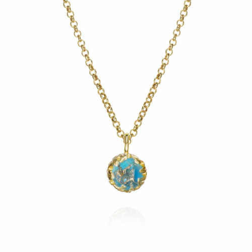 Colgante Turquesa de plata con baño de oro 18K