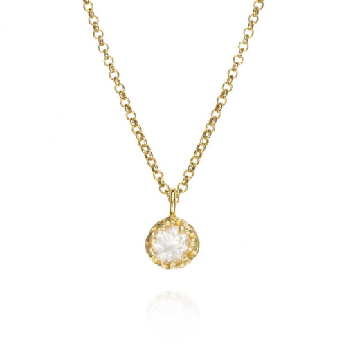 Colgante Topacio Blanco de plata con baño de oro 18K