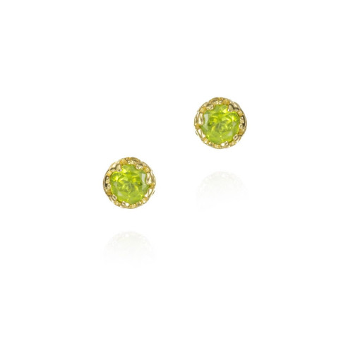 Peridot stud earrings with unique cut in sterling silver with 18k gold vermeil