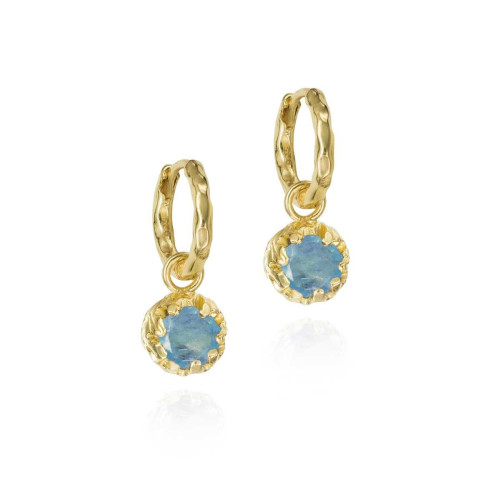Small hoop earrings with Aquamarine in sterling silver with 18k gold vermeil