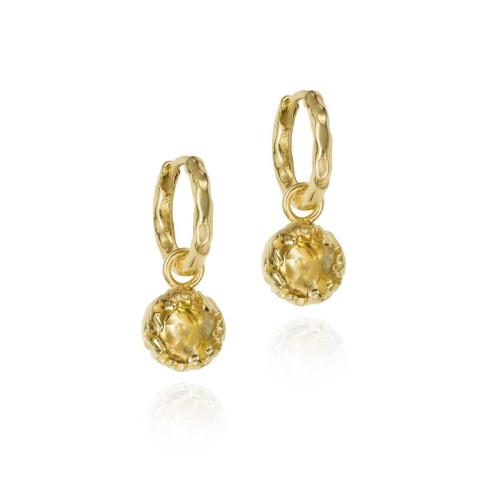 Small hoop earrings with Citrine in sterling silver with 18k gold vermeil