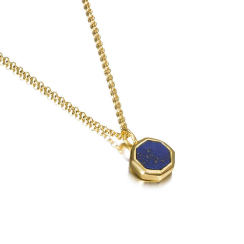 Colgante hexagonal de lapislázuli en plata con Baño de Oro