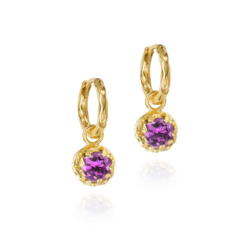 Small hoop earrings with Amethyst in sterling silver with 18k gold vermeil