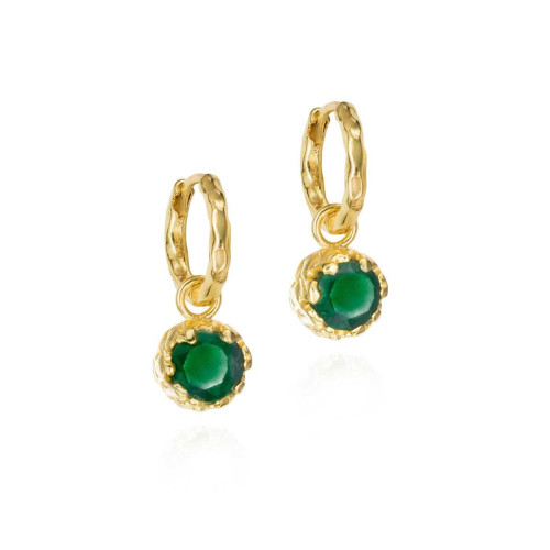 Small hoop earrings with Emerald in sterling silver with 18k gold vermeil