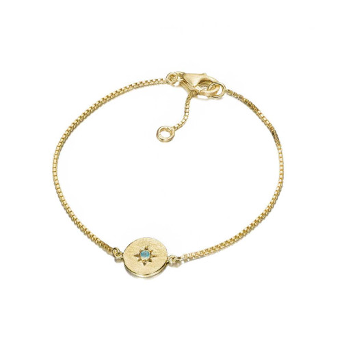 Pulsera con estrellita y apatita natural en baño de oro 18k