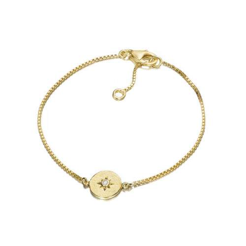 Pulsera con estrellita y espectrolita plata de ley con baño de oro 18k
