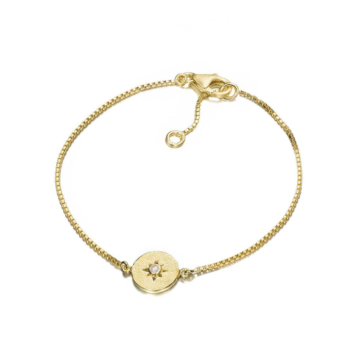 Pulsera con estrellita y espectrolita plata de ley con baño de oro 18k