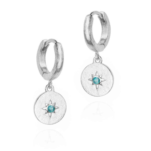 Pendientes de aro con apatita y estrellita de plata de ley