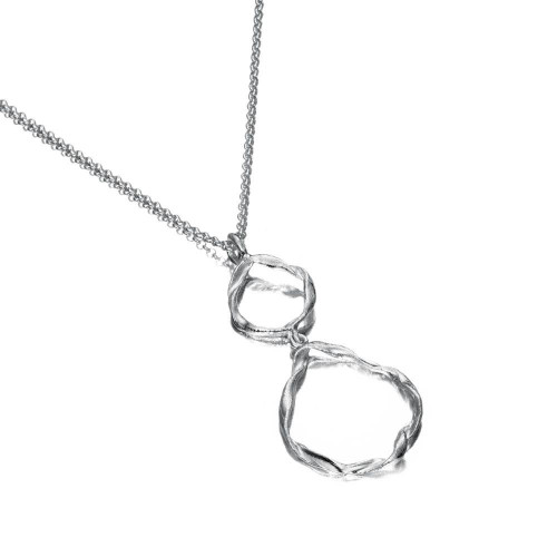 Irregular pendant with two links in sterling silver