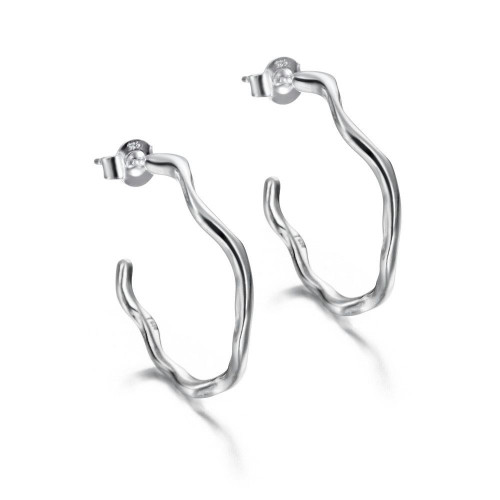 Irregular hoop earrings in sterling silver