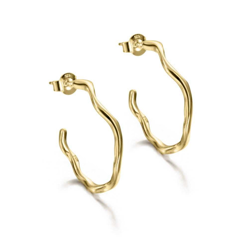 Irregular hoop earrings in sterling silver with 18k gold vermeil