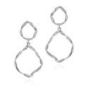 Earrings with two irregular links in sterling silver