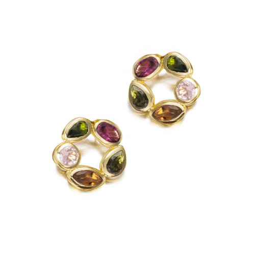 Floral tourmaline earrings with 18k gold vermeil