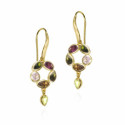 Hook earrings with floral tourmaline design and 18k gold vermeil