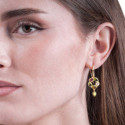 Hook earrings with floral tourmaline design and 18k gold vermeil