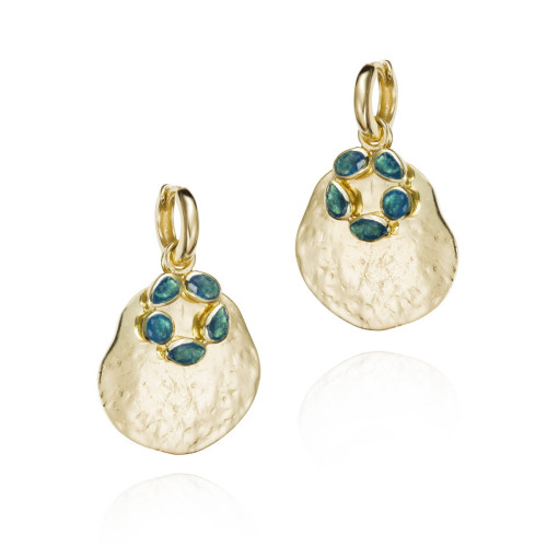 Irregular flower hoop earrings with apatite in 18k gold vermeil