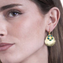 Irregular flower hoop earrings with apatite in 18k gold vermeil