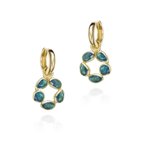 Pendientes aro flor apatita baño de oro 18k