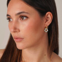 Hoop earrings with amazonite flower and 18k gold vermeil