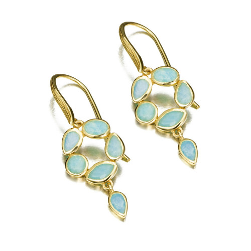 Hook flower amazonite earrings with 18k gold vermeil