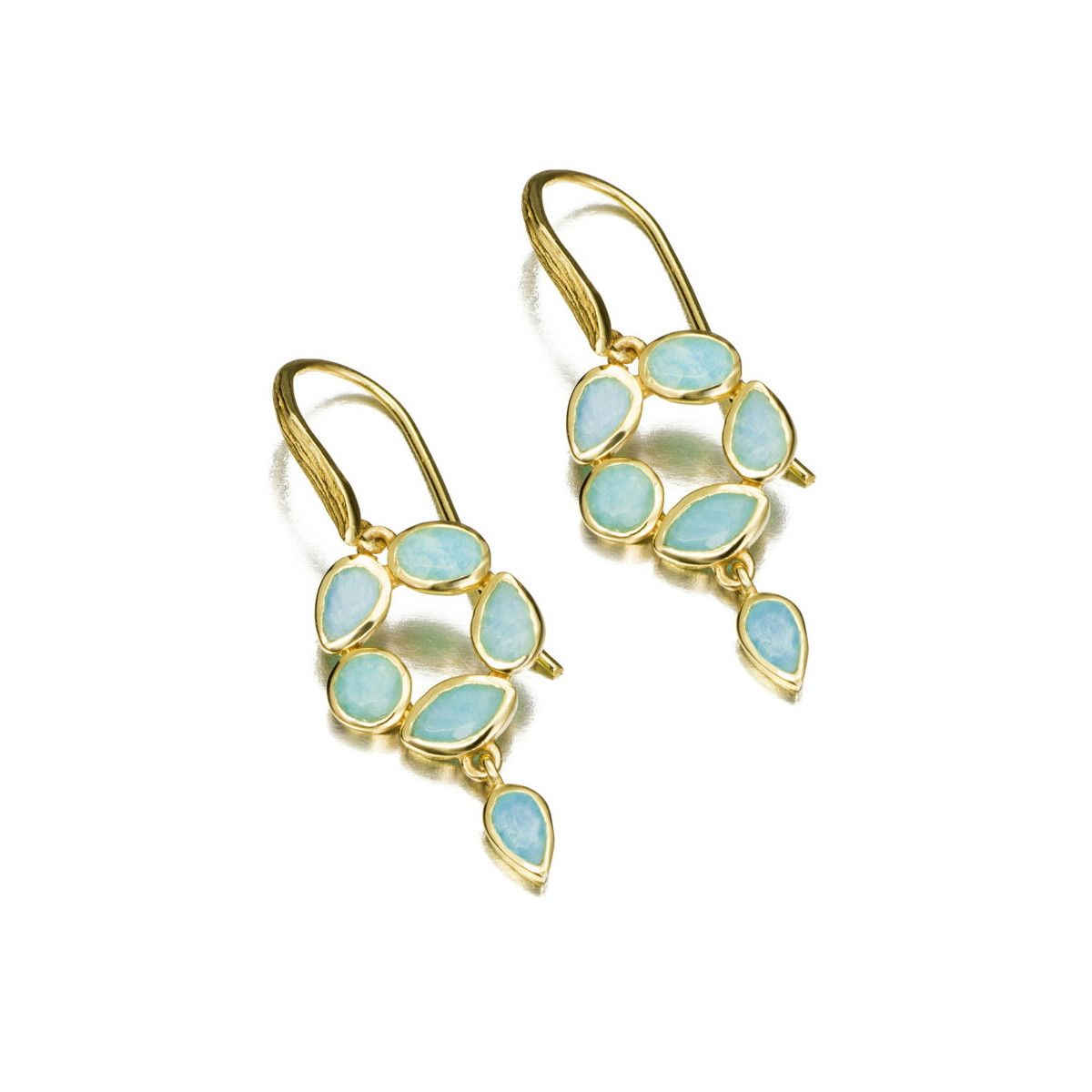 Hook flower amazonite earrings with 18k gold vermeil