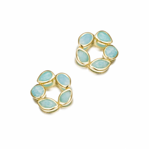 Amazonite flower earrings with 18k gold vermeil