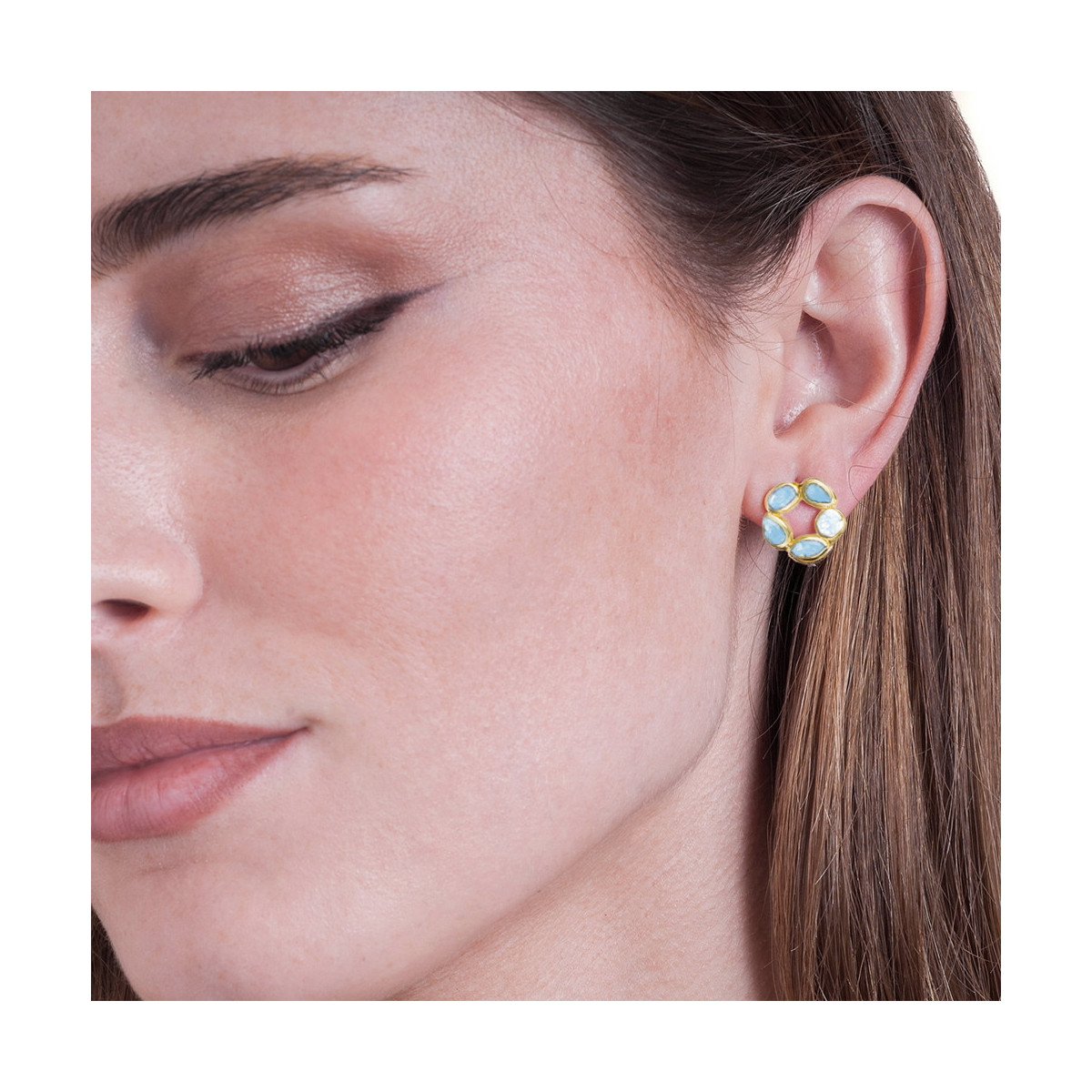 Amazonite flower earrings with 18k gold vermeil