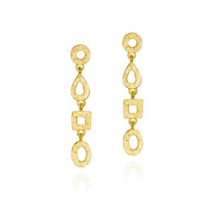 Long geometric sterling silver earring with 18k gold vermeil