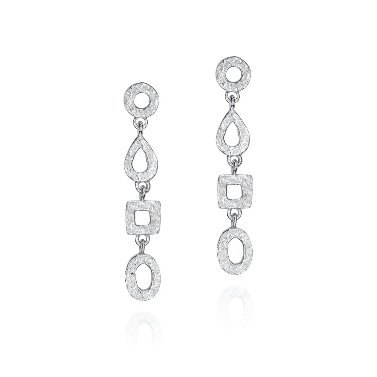 Long geometric earring in sterling silver
