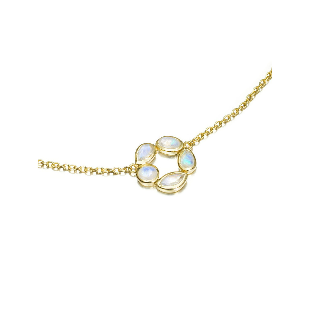 Collar de flor con espectrolita de plata con baño de oro 18k