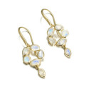 Hook earrings with floral spectrolite design and 18k gold vermeil