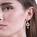 Hook earrings with floral spectrolite design and 18k gold vermeil