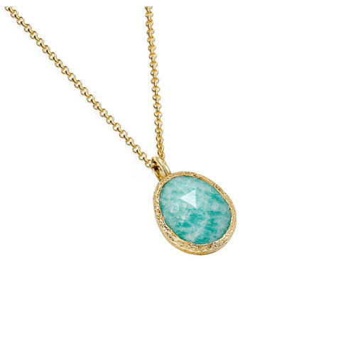 Colgante pequeño con Amazonita en baño de oro 18k