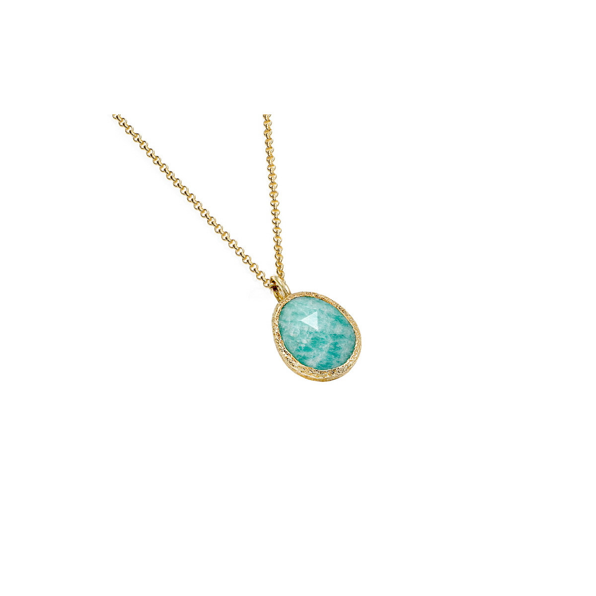 Colgante pequeño con Amazonita en baño de oro 18k