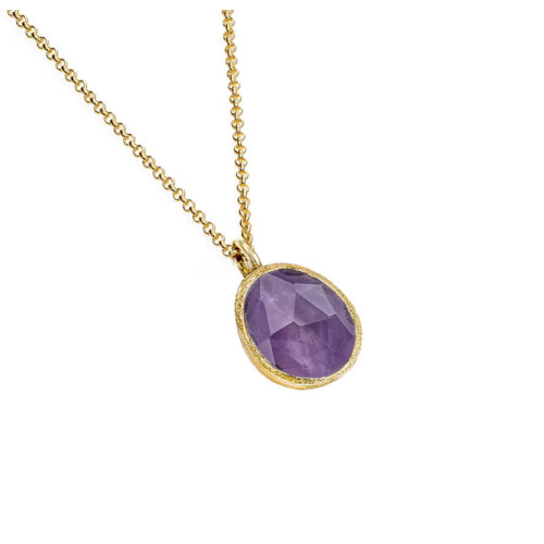 Colgante pequeño con Amatista en baño de oro 18k