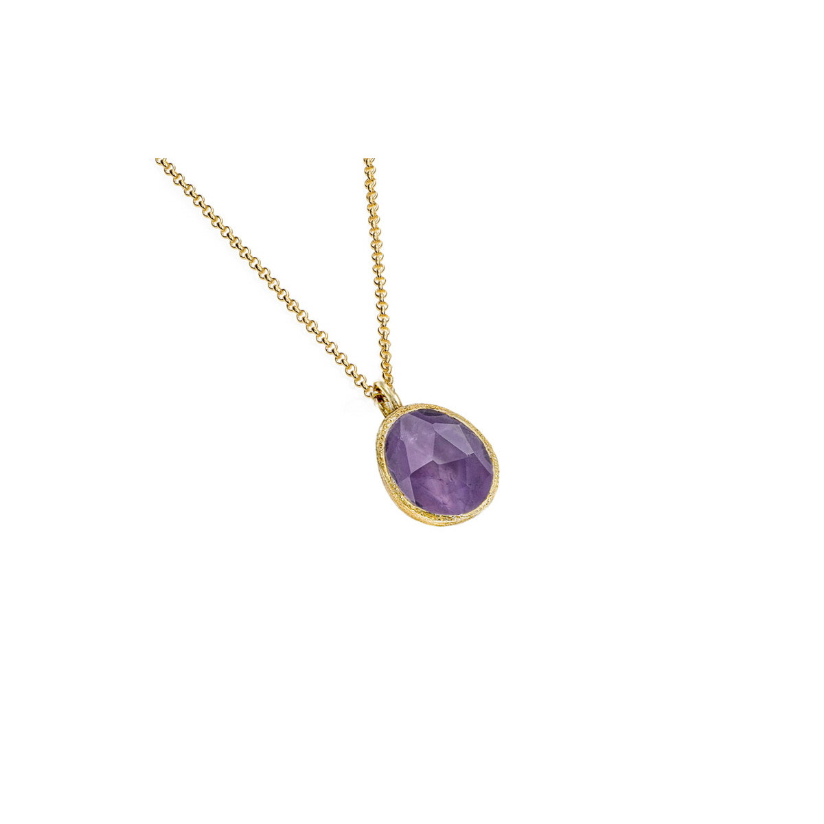Colgante pequeño con Amatista en baño de oro 18k