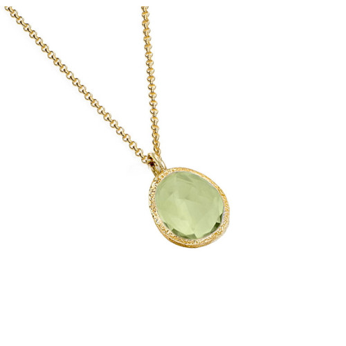 Colgante pequeño con Amatista Verde en baño de oro 18k