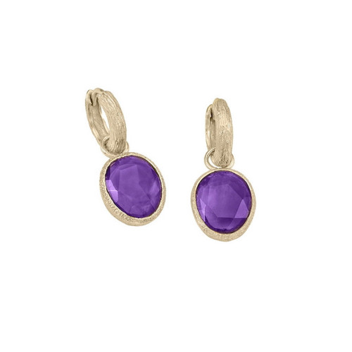 Pendientes de aro con Amatista en baño de oro 18k