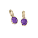 Pendientes de aro con Amatista en baño de oro 18k