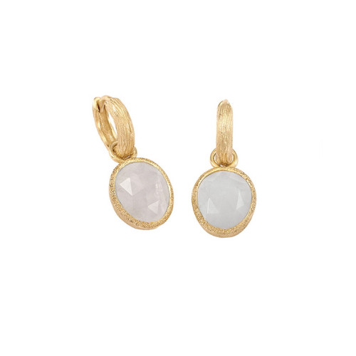 Pendientes de aro con Espectrolita en baño de oro 18k